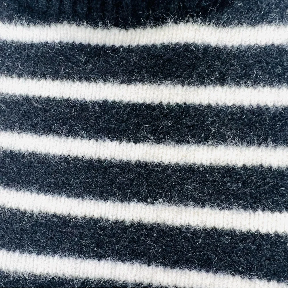 MADEWELL Wool Black White Stripe Side Slit Sweater Long Sleeve Size Small - Picture 9 of 12